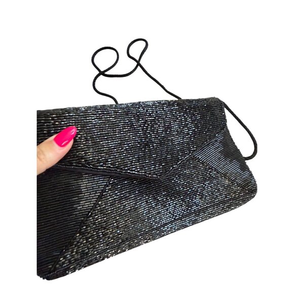BONWIT TELLER Vintage Black Beaded Cocktail Bag - Picture 3 of 10